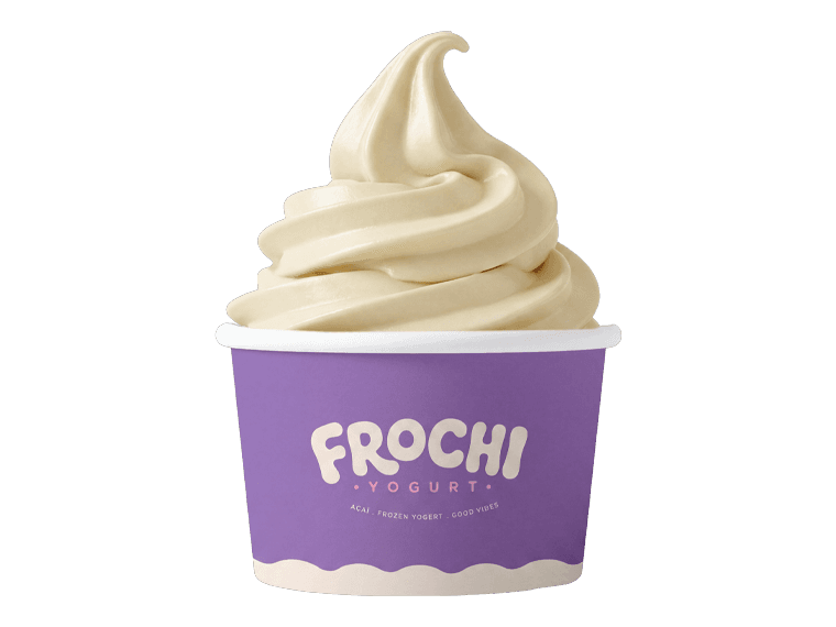 Vanilla frozen yogurt swirled into a Frochi cup
