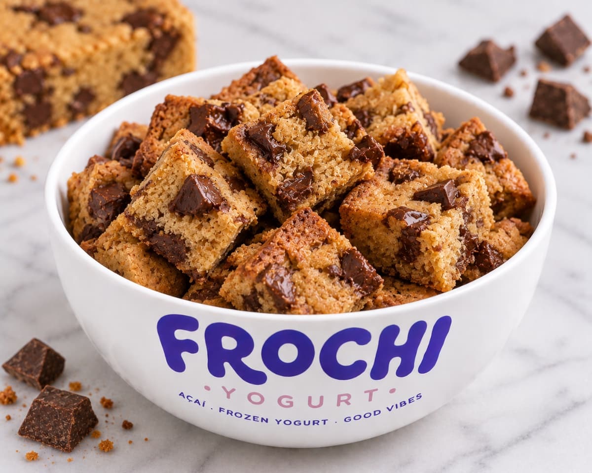 A bowl of Chocolate Chunk Cookie Cake