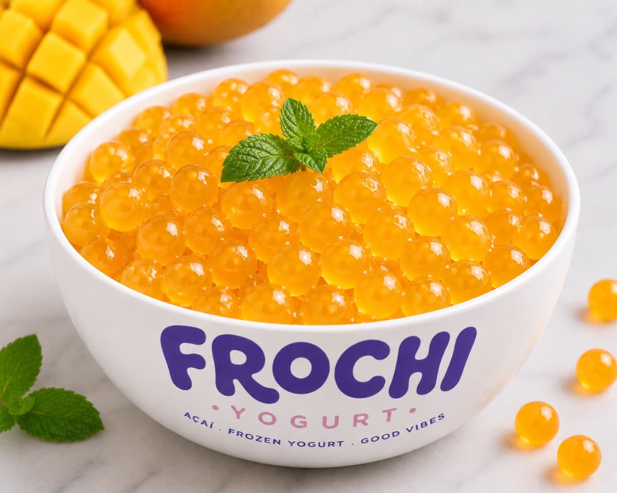 A bowl of Mango Fruit Pearls