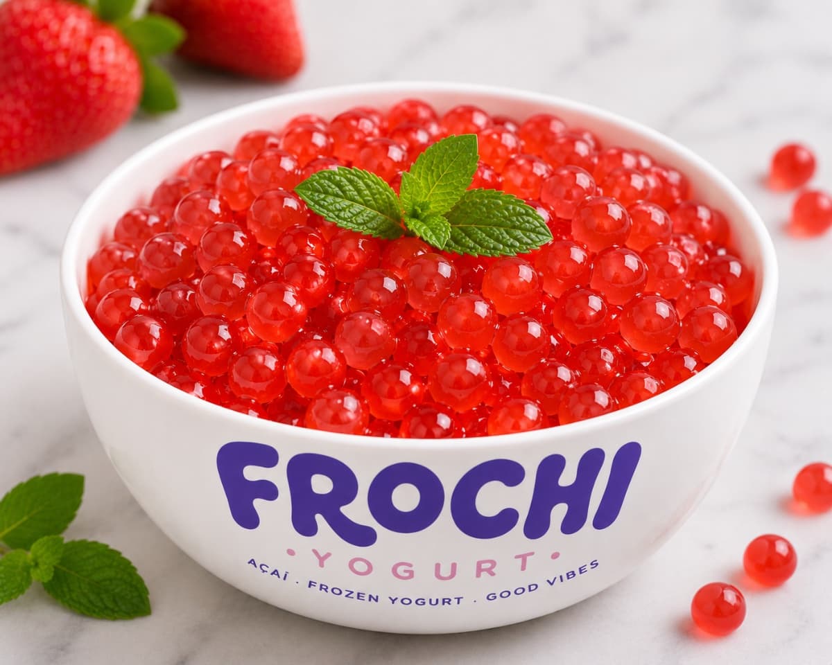 A Bowl of Strawberry Fruit Pearls